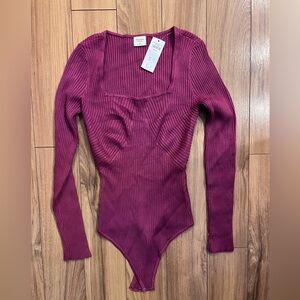 *NWT* Abercrombie & Fitch Long-Sleeve Squareneck Sweater Bodysuit
